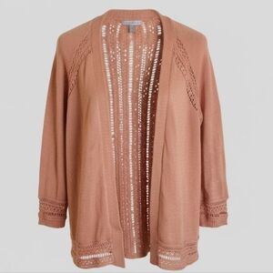 Roz & Ali Women's Peach Sweater Cardigan - Size M